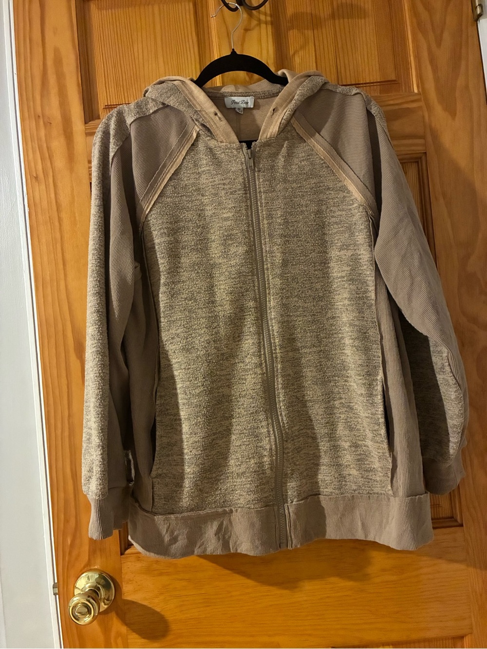 Petal Dew Women's Taupe Zip-Up Hoodie Sweatshirt